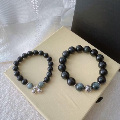 Black Obsidian Charm Bracelets – Spiritual Couple’s Jewelry - Image 4