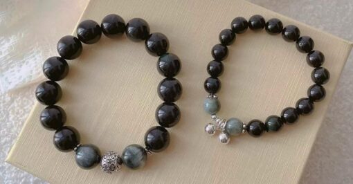 Black Obsidian Charm Bracelets – Spiritual Couple’s Jewelry - Image 2