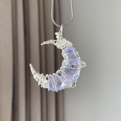 Hand-Wrapped Crystal Pendant Necklace - Image 4