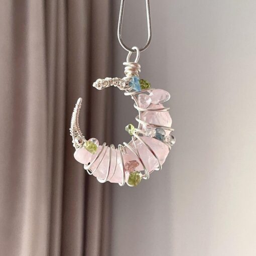 Hand-Wrapped Crystal Pendant Necklace - Image 3