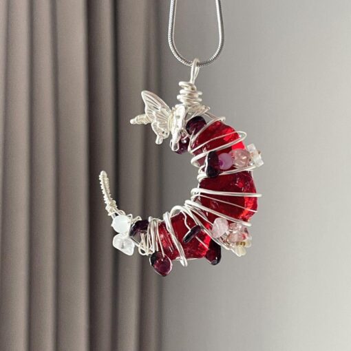 Hand-Wrapped Crystal Pendant Necklace - Image 2