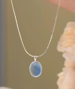 Silver Aquamarine Necklace S925 Sterling Silver