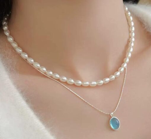 Silver Aquamarine Necklace S925 Sterling Silver - Image 3