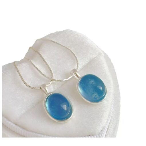 Silver Aquamarine Necklace S925 Sterling Silver - Image 2